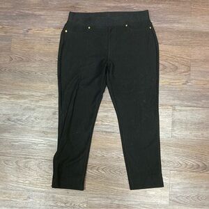 Michael Kors black stretchy jeggings leggings jeans large gold